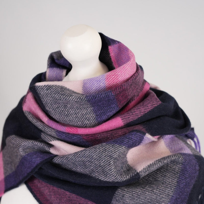 Tartan Weaving Mill 100% Cashmere Scarf - MIDDLETON CHECK HEATHER - Heritage Of Scotland -