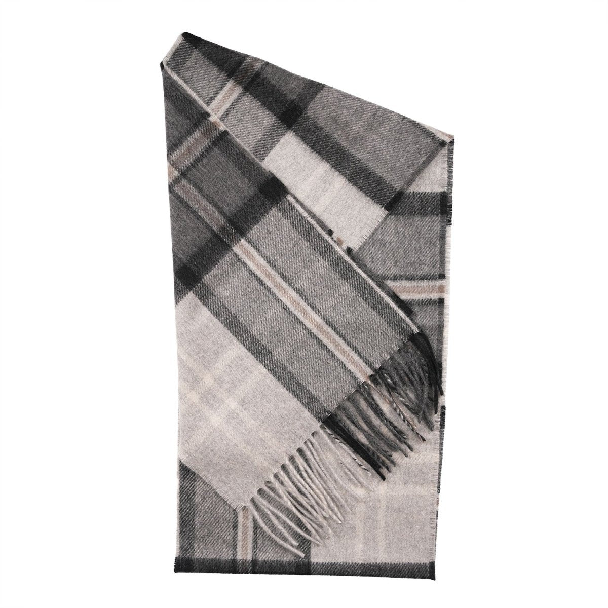 Tartan Weaving Mill 100% Pure Cashmere Scarf - Made in Scotland - Alba Grey - Heritage Of Scotland -