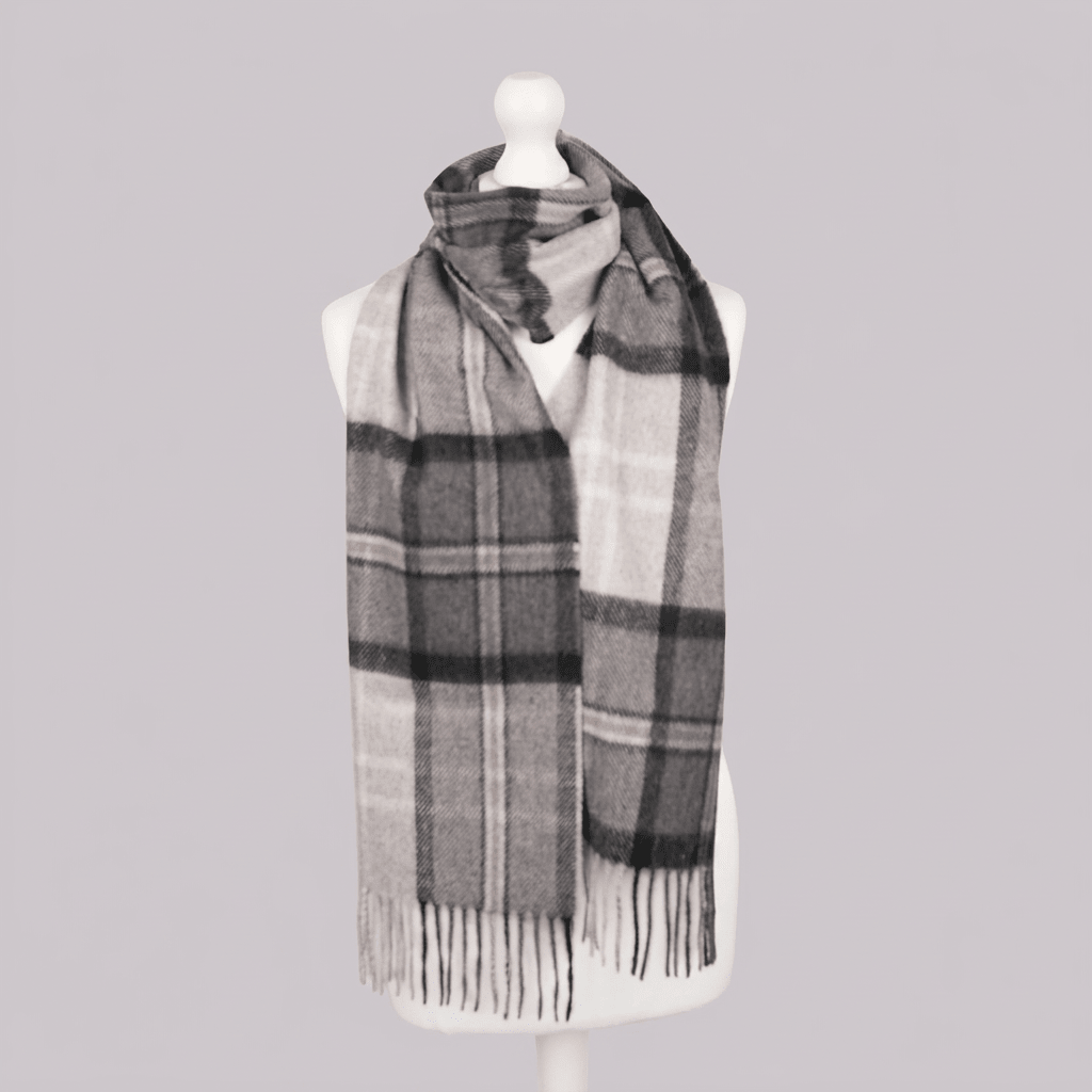 Tartan Weaving Mill 100% Pure Cashmere Scarf - Made in Scotland - Alba Grey - Heritage Of Scotland -