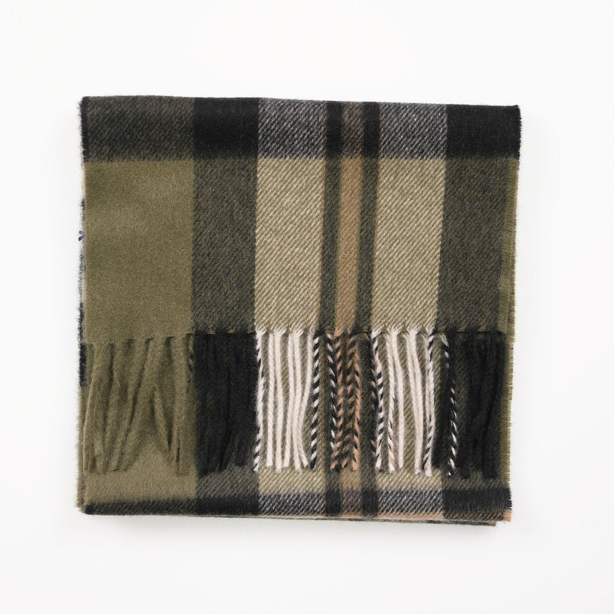 Tartan Weaving Mill 100% Pure Cashmere Scarf - Made in Scotland - Amplified Olive - Heritage Of Scotland -