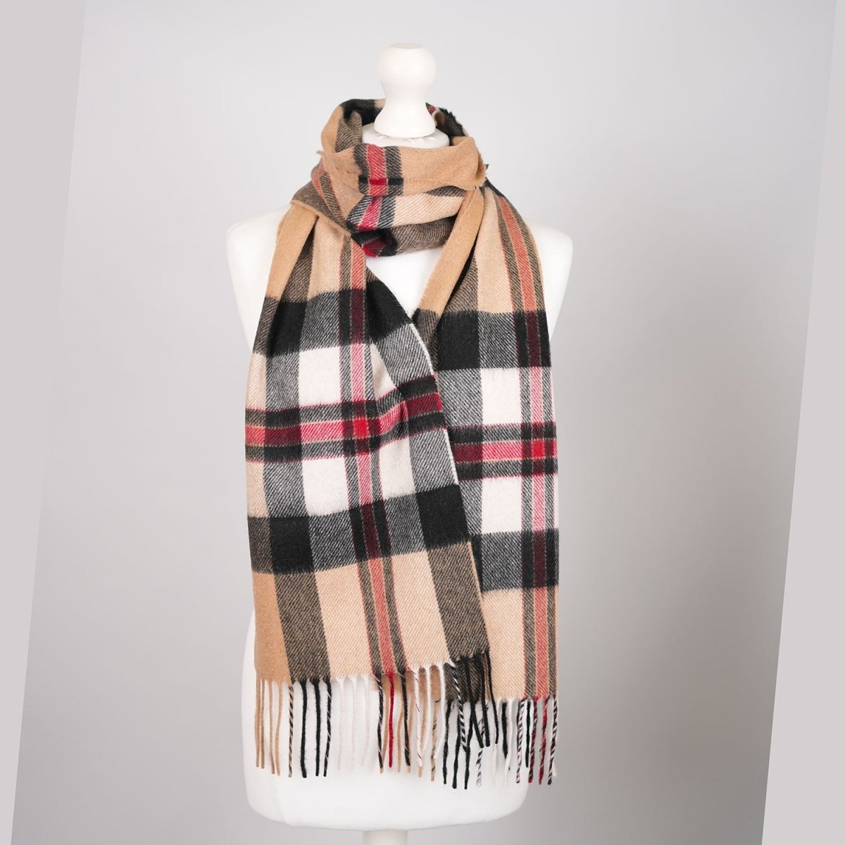 Tartan Weaving Mill 100% Pure Cashmere Scarf - Made in Scotland - Amplified Thomson Camel - Heritage Of Scotland -
