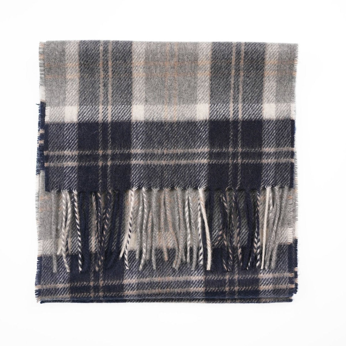 Tartan Weaving Mill 100% Pure Cashmere Scarf - Made in Scotland - Bannockbane Silver - Heritage Of Scotland -
