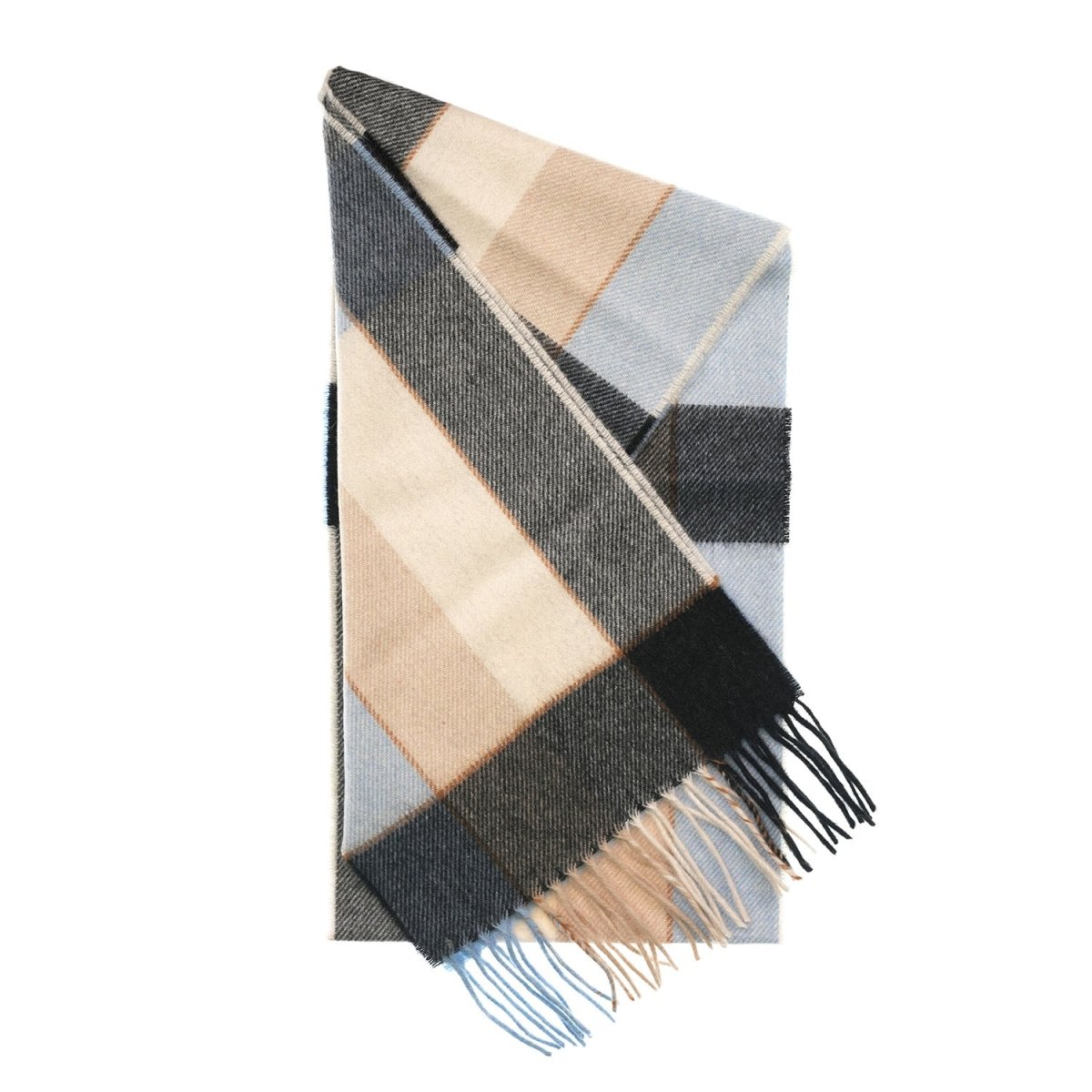 Tartan Weaving Mill 100% Pure Cashmere Scarf - Made in Scotland - BLOCK PINSTRIPE SANDY - Heritage Of Scotland -
