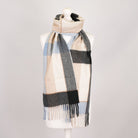 Tartan Weaving Mill 100% Pure Cashmere Scarf - Made in Scotland - BLOCK PINSTRIPE SANDY - Heritage Of Scotland -