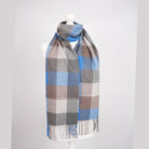Tartan Weaving Mill 100% Pure Cashmere Scarf - Made in Scotland - Cool Azure Block - Heritage Of Scotland -