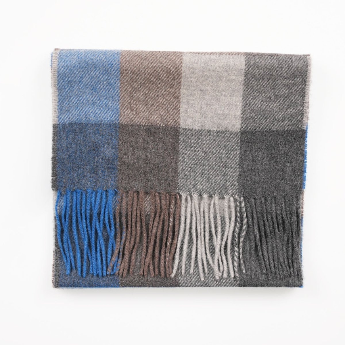 Tartan Weaving Mill 100% Pure Cashmere Scarf - Made in Scotland - Cool Azure Block - Heritage Of Scotland -