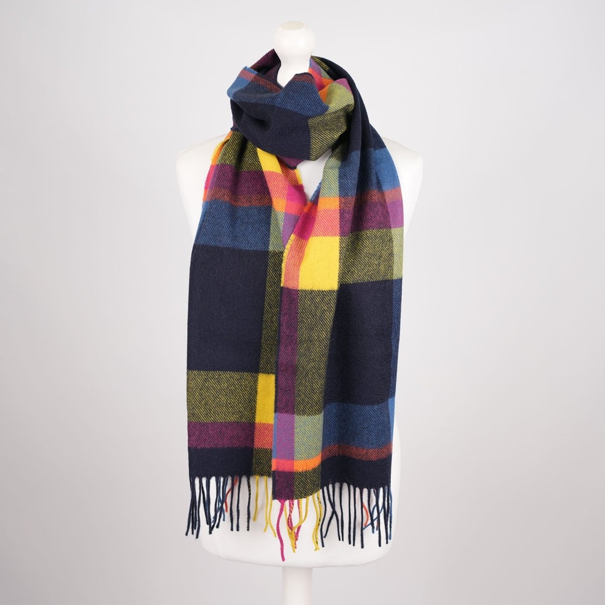 Tartan Weaving Mill 100% Pure Cashmere Scarf - Made in Scotland - Middleton Check Fuschia - Heritage Of Scotland -