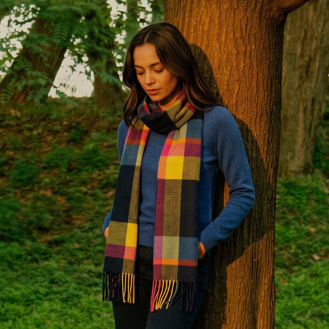Tartan Weaving Mill 100% Pure Cashmere Scarf - Made in Scotland - Middleton Check Fuschia - Heritage Of Scotland -