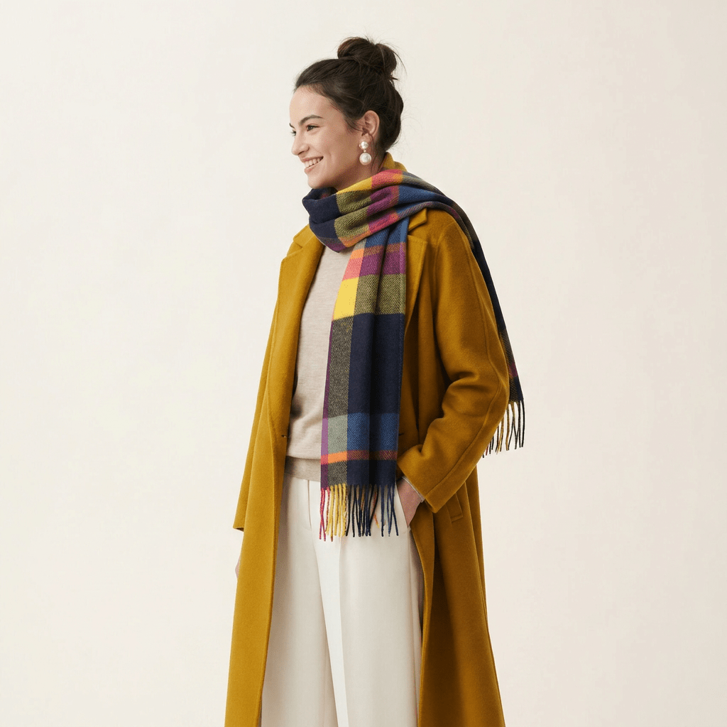 Tartan Weaving Mill 100% Pure Cashmere Scarf - Made in Scotland - Middleton Check Fuschia - Heritage Of Scotland -