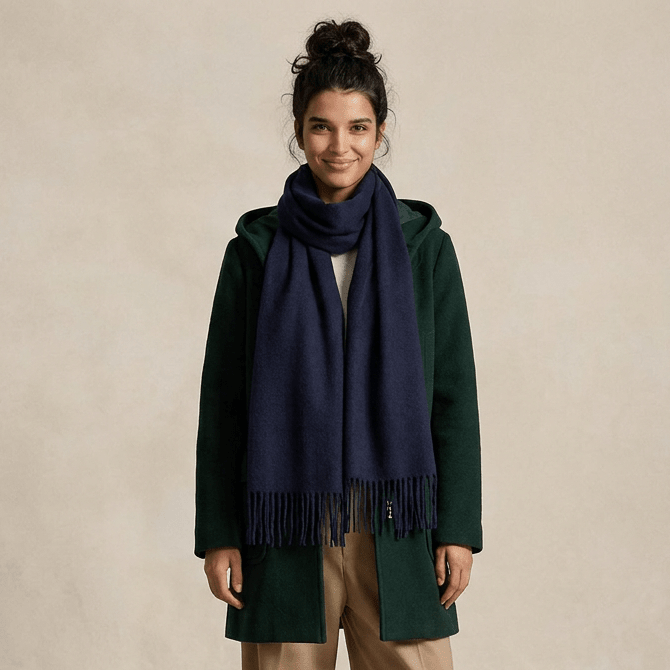 Tartan Weaving Mill 100% Pure Cashmere Scarf - Made in Scotland - Navy - Heritage Of Scotland -