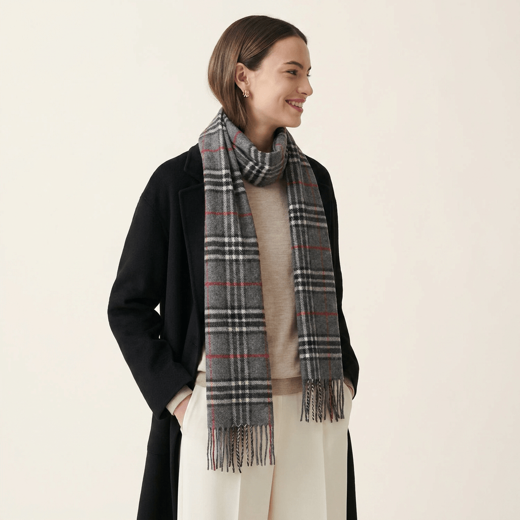 Tartan Weaving Mill 100% Pure Cashmere Scarf - Made in Scotland - Thomson Dark Grey - Heritage Of Scotland -