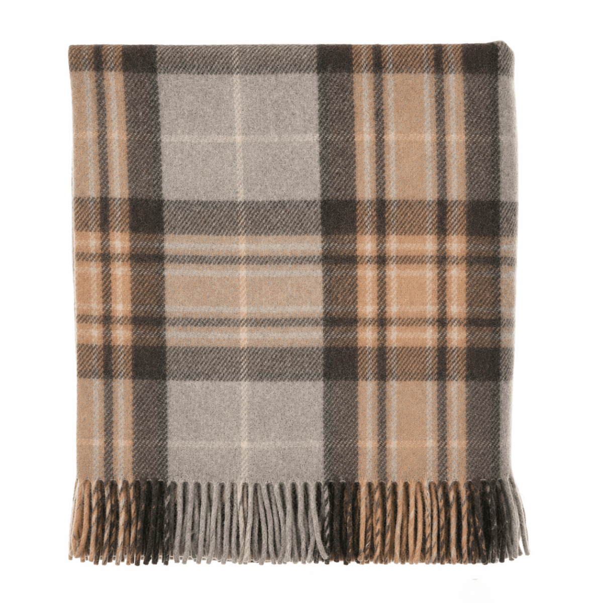 Tartan Wool Blend Blanket Throw – Soft Plaid Sofa & Bed Blanket - Mackellar Natural - Heritage Of Scotland -