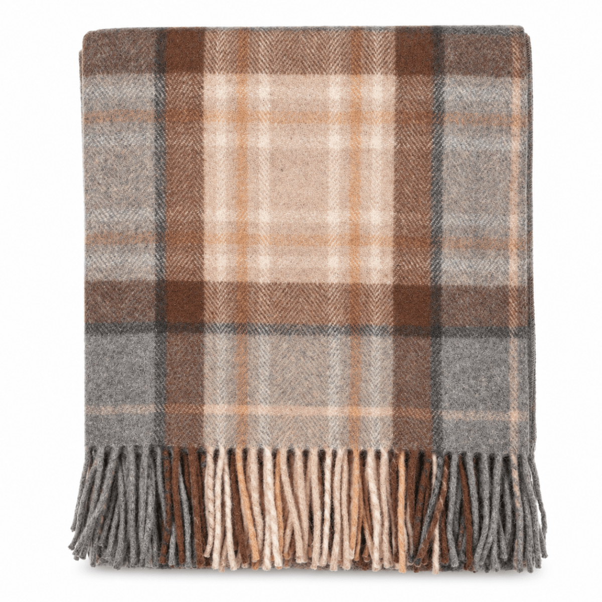 Tartan Wool Blend Blanket Throw – Soft Plaid Sofa & Bed Blanket - Mackellar Natural - Heritage Of Scotland -