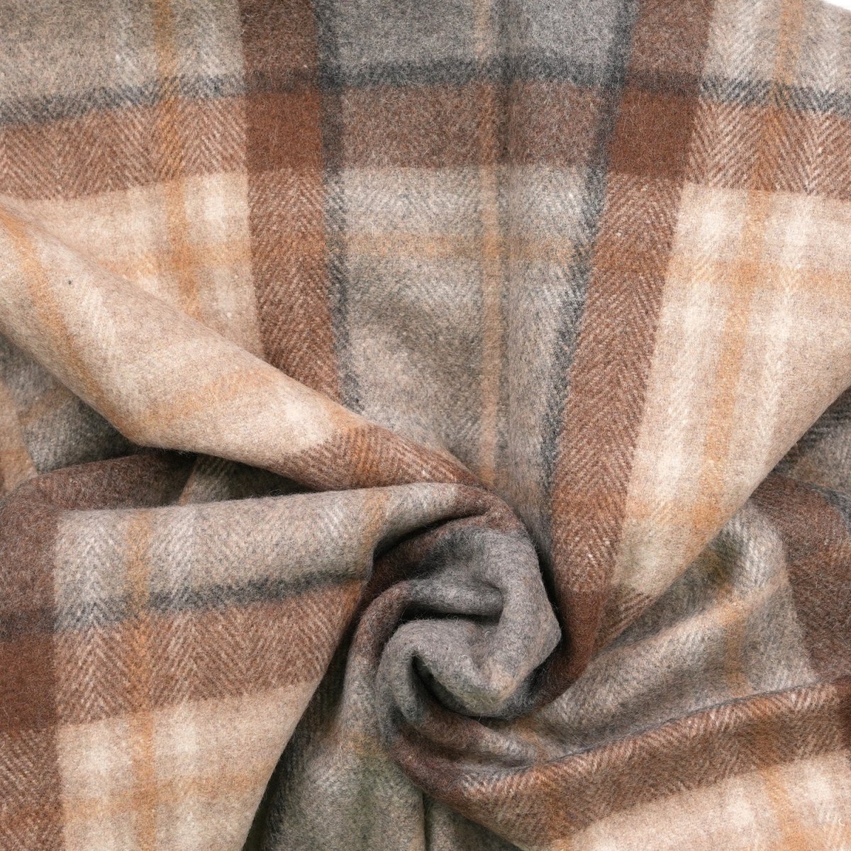 Tartan Wool Blend Blanket Throw – Soft Plaid Sofa & Bed Blanket - Mackellar Natural - Heritage Of Scotland -