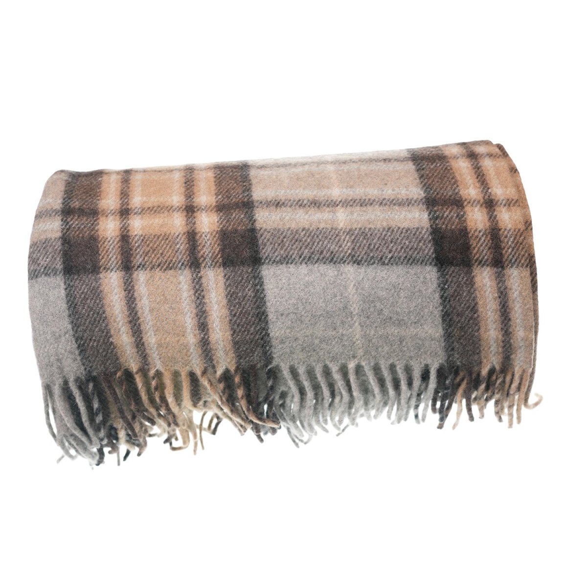Tartan Wool Blend Blanket Throw – Soft Plaid Sofa & Bed Blanket - Mackellar Natural - Heritage Of Scotland -