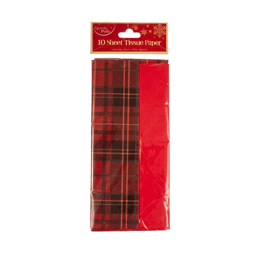Tartan/Red 10 Sheet Tissue - Heritage Of Scotland - RED