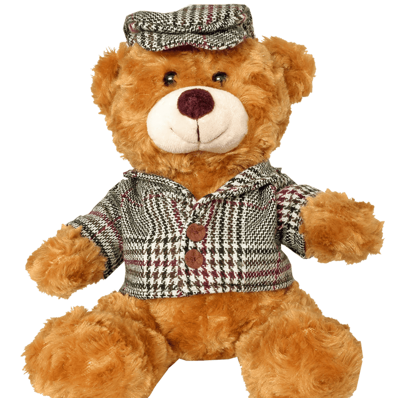 Teddy Bear with Tweed Cap & Jacket – 23cm Plush Scottish Bear - Heritage Of Scotland - Tweed