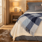 The Cosy Check – Recycled Wool Block-Check Herringbone Blanket - LIGHT BLUE - Heritage Of Scotland -