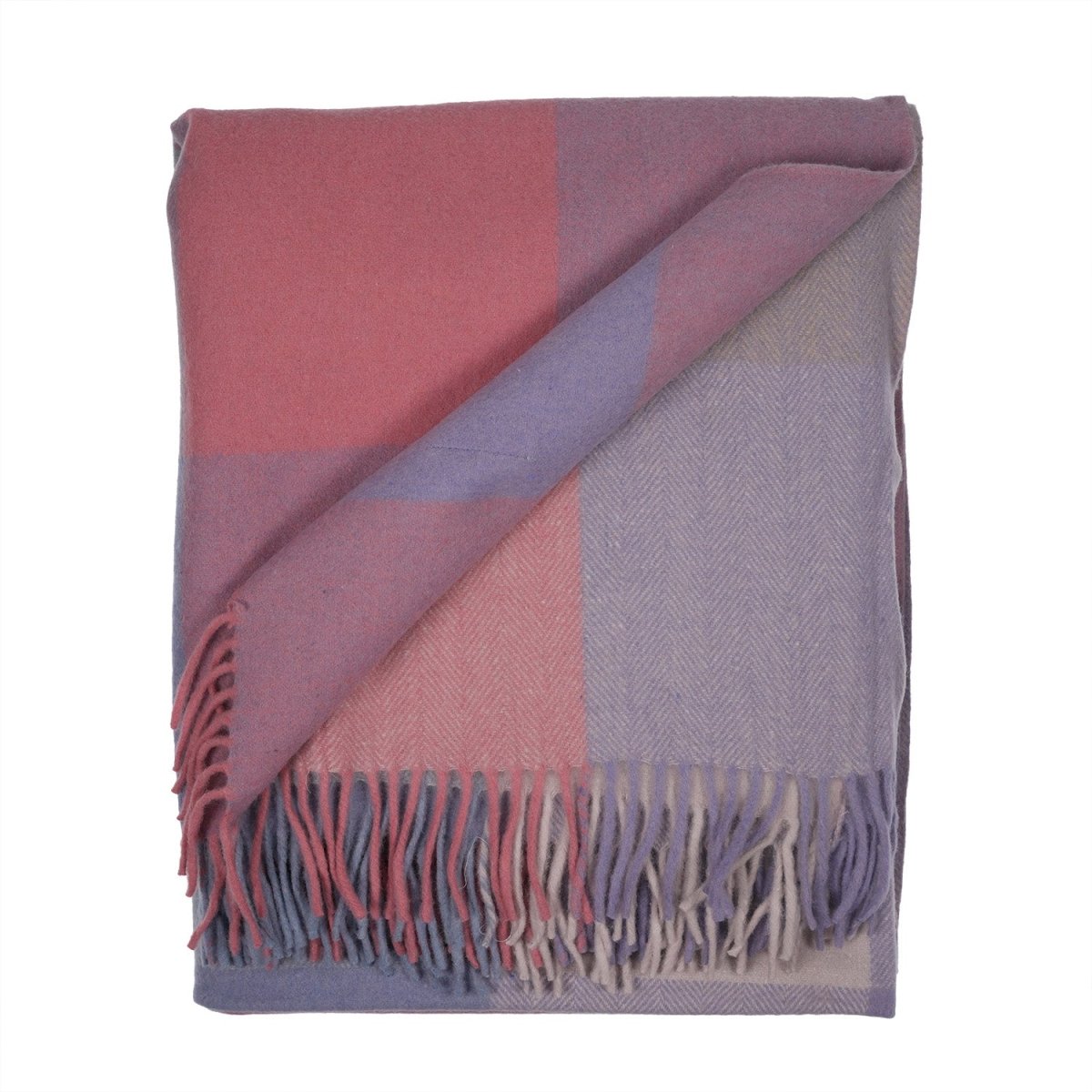 The Cosy Check – Recycled Wool Block-Check Herringbone Blanket - PASTLES - Heritage Of Scotland -