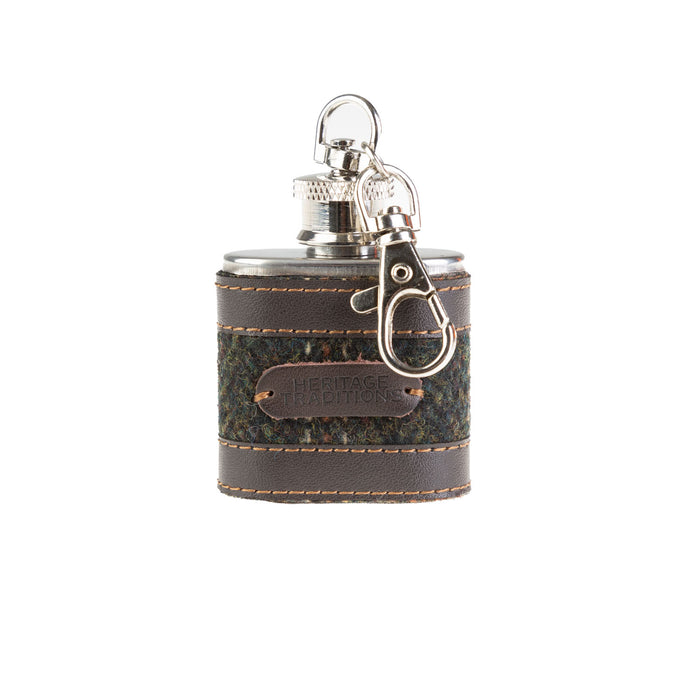 Tweed Hipflask 1Oz - Brown Tweed - Heritage Of Scotland - NA