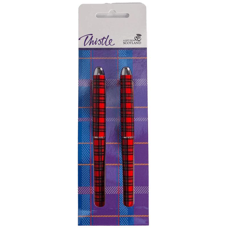 Twin - Pack Tartan Ball - Point Pens – Nessie, Piper, or Classic Red Tartan - Heritage Of Scotland - Classic Red Tartan