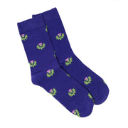 Unisex Cotton Thistle Pattern Purple Crew Socks - Heritage Of Scotland - 