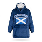 Unisex Edinburgh Saltire Hoodie Blanket – Navy Oversized Fleece - Heritage Of Scotland -