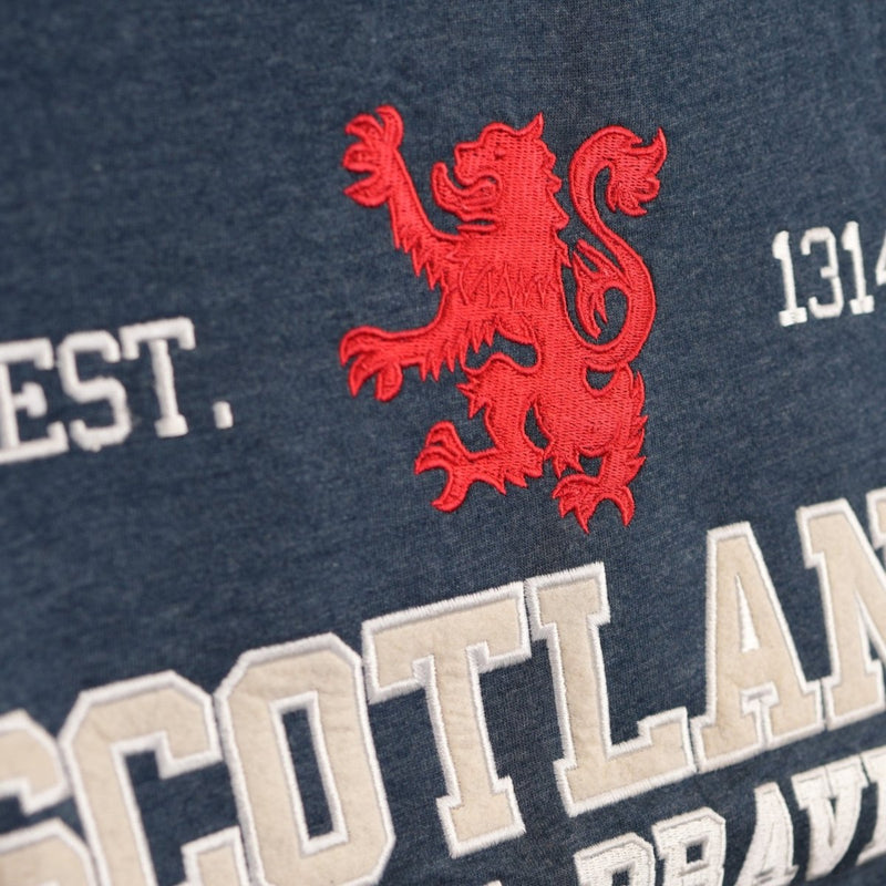 Unisex Scotland Est 1314 The Brave Applique T-Shirt Denim - Heritage Of Scotland - XS