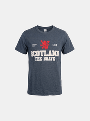 Unisex Scotland Est 1314 The Brave Applique T-Shirt Denim - Heritage Of Scotland - XS