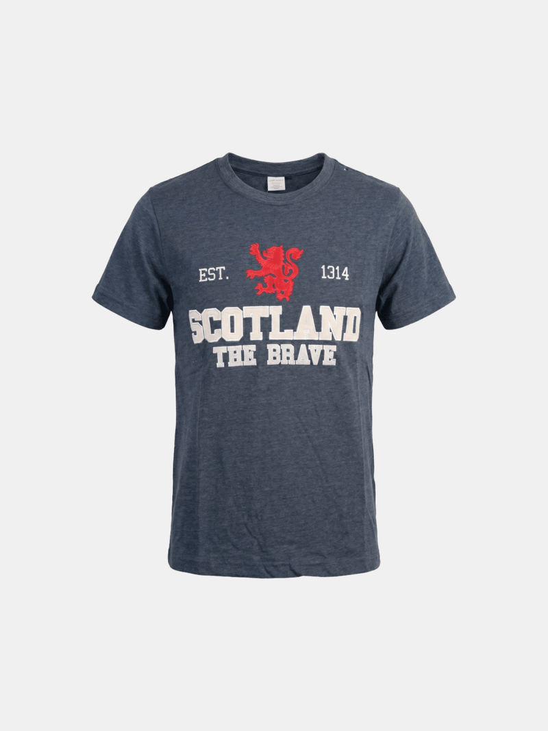 Unisex Scotland Est 1314 The Brave Applique T-Shirt Denim - Heritage Of Scotland - XS