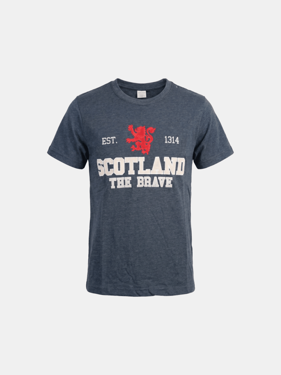 Unisex Scotland Est 1314 The Brave Applique T-Shirt Denim - Heritage Of Scotland - XS
