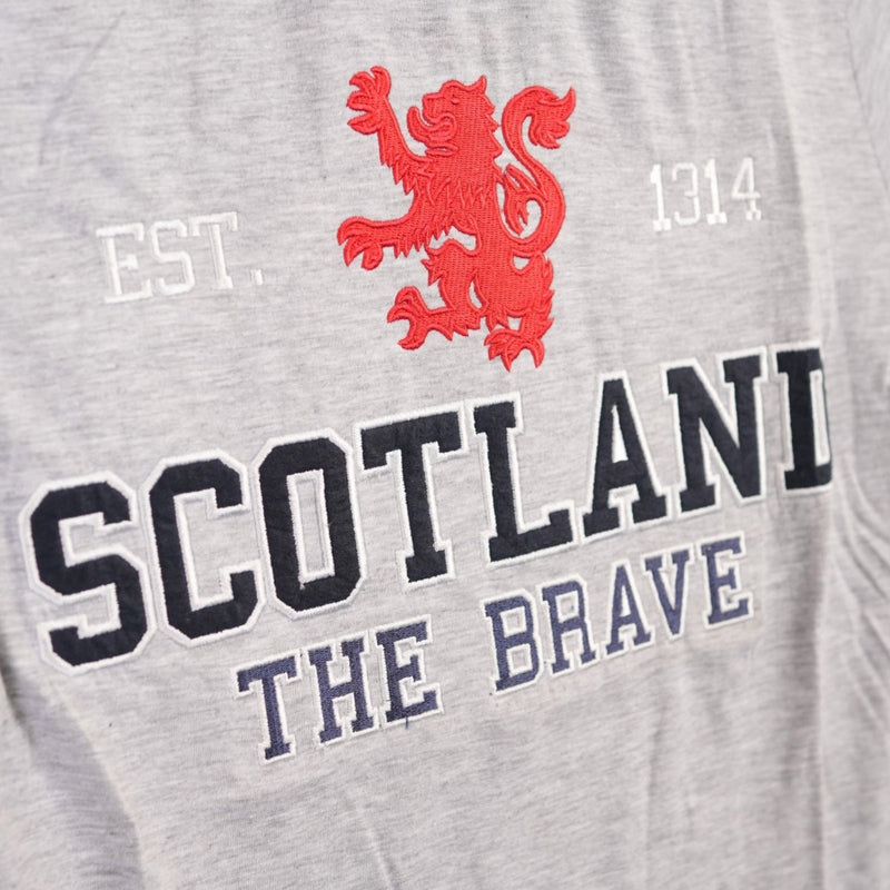 Unisex Scotland Est 1314 The Brave Applique T-Shirt Grey - Heritage Of Scotland - XS