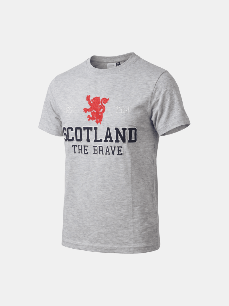 Unisex Scotland Est 1314 The Brave Applique T-Shirt Grey - Heritage Of Scotland - XS