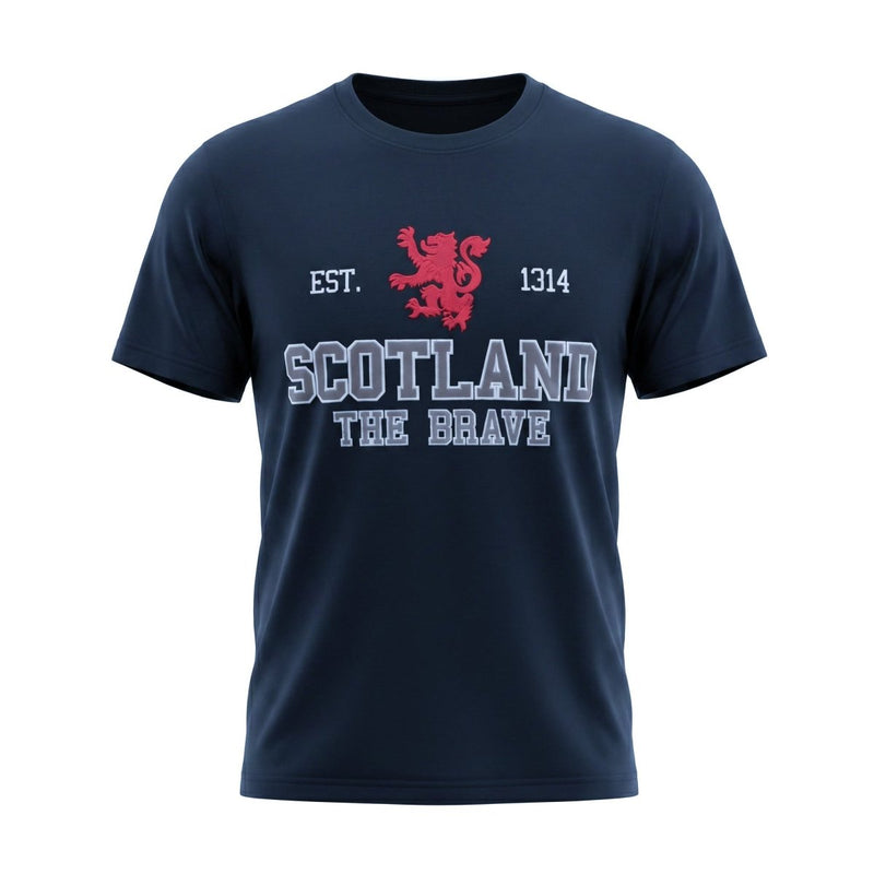 Unisex Scotland Est 1314 The Brave Applique T- Shirt - Navy - Heritage Of Scotland - XS