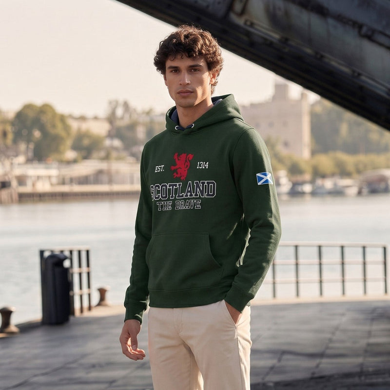 Unisex Scotland Hoodie Green – Lion Rampant Pullover - Heritage Of Scotland - XS