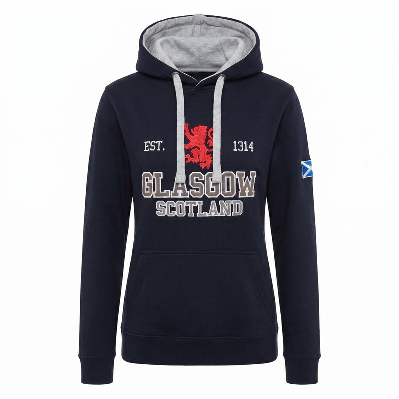 Unisex Scotland Hoodie Navy – Glasgow Lion Rampant Pullover - Heritage Of Scotland - XS