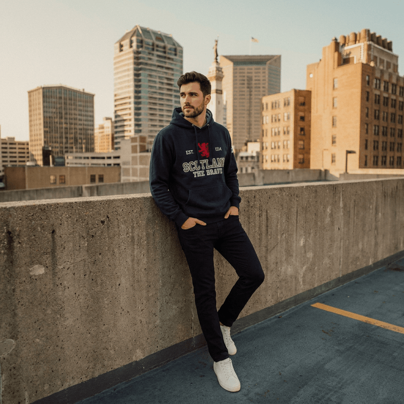 Unisex Scotland Hoodie Navy – Lion Rampant Pullover - Heritage Of Scotland - XS