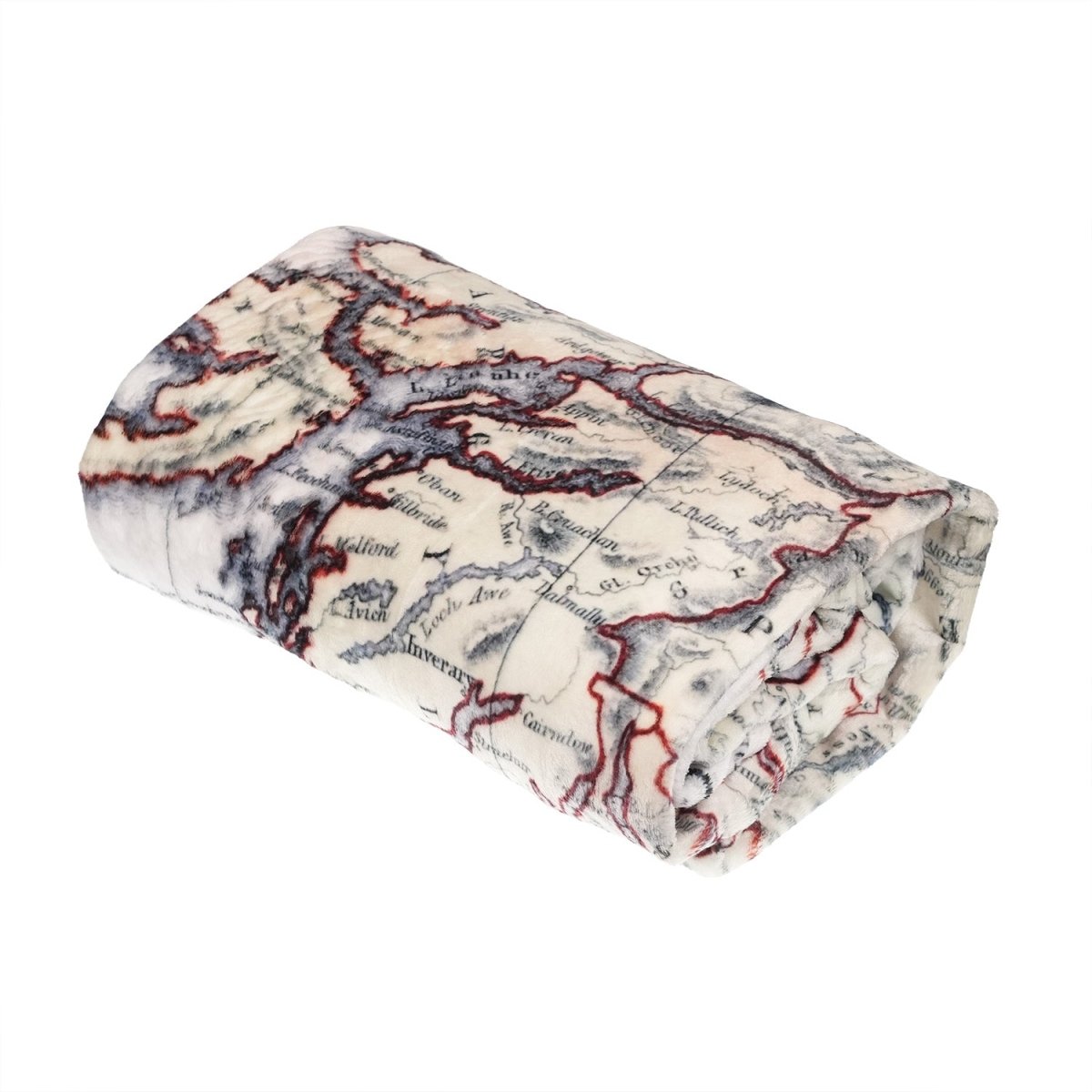 Vintage Scotland Map Print Fleece Throw Blanket - Heritage Of Scotland -