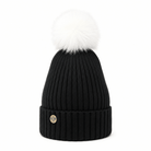 Woman's Knit Hat with Pom Pom and Fleece Lining - Black and White - Heritage Of Scotland - 