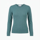 Women's 100% Cashmere Crew Neck Jumper - Iceland Teal - Heritage Of Scotland - XS