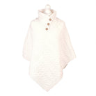 Women’s Knitted Hooded Poncho with Buttons – Cable Knit Cape - CREAM - Heritage Of Scotland -