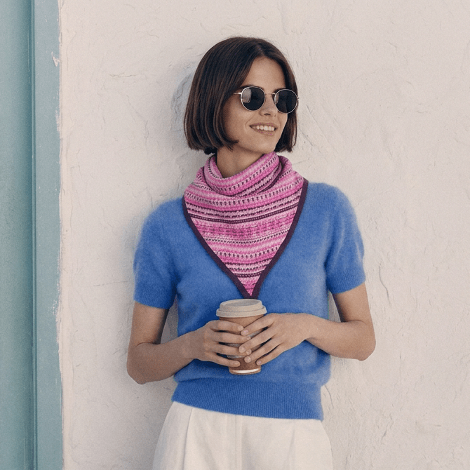 Women’s Lambswool Fair Isle Neck Scarf – Made in Scotland - CASIS PURPLE - Heritage Of Scotland -