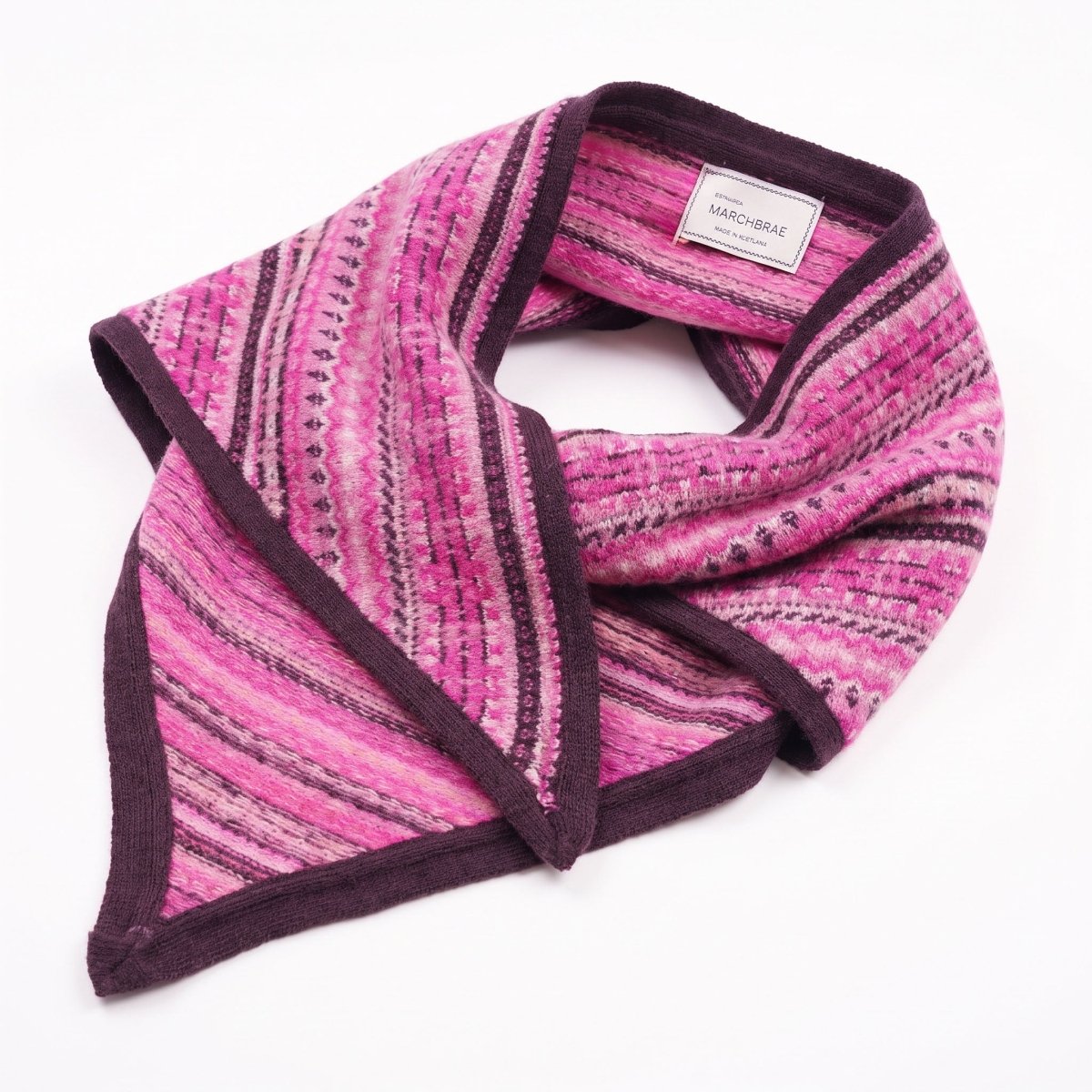 Women’s Lambswool Fair Isle Neck Scarf – Made in Scotland - CASIS PURPLE - Heritage Of Scotland -