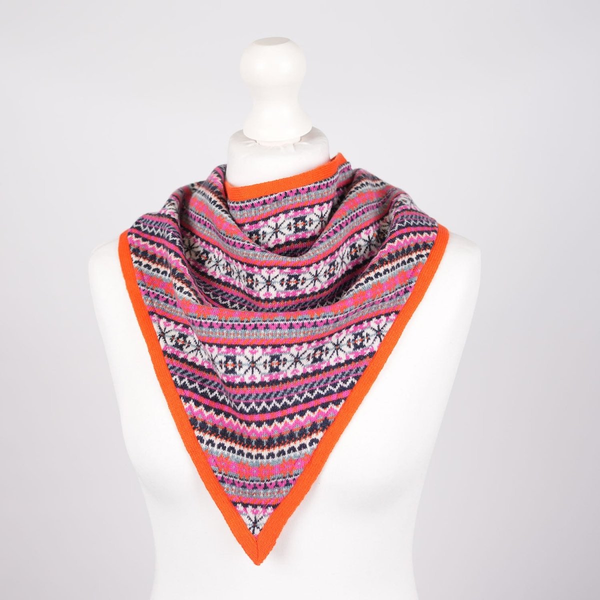 Women’s Lambswool Fair Isle Neck Scarf – Made in Scotland - ORANGE - Heritage Of Scotland -