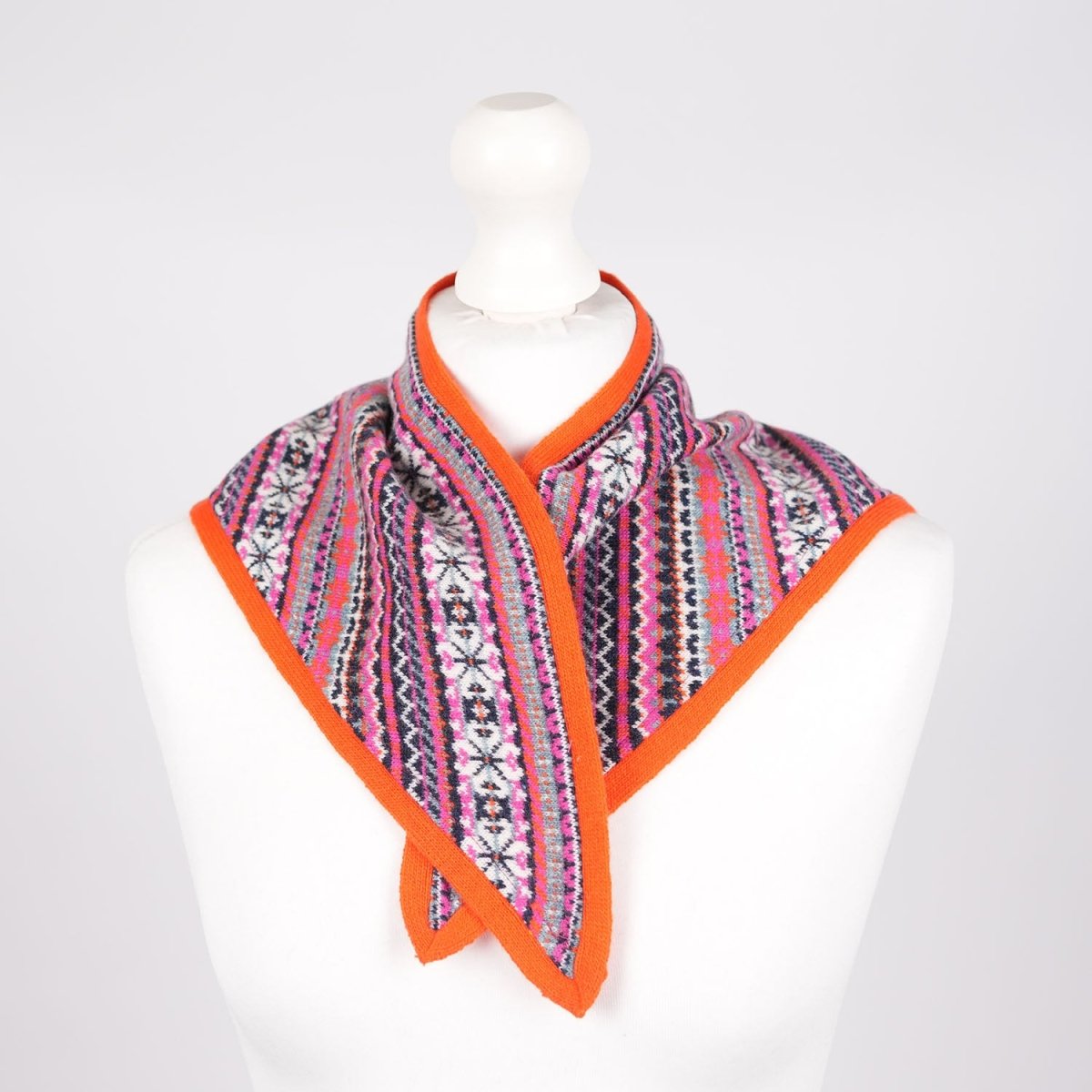 Women’s Lambswool Fair Isle Neck Scarf – Made in Scotland - ORANGE - Heritage Of Scotland -
