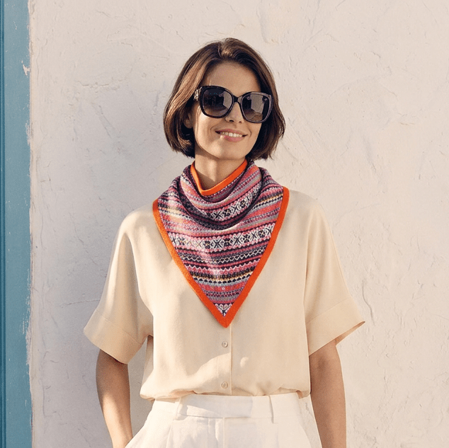 Women’s Lambswool Fair Isle Neck Scarf – Made in Scotland - ORANGE - Heritage Of Scotland -