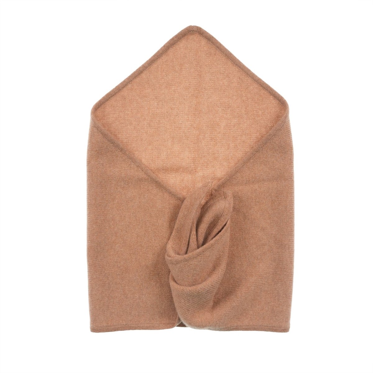 Women’s Luxury Ribbed Cashmere Triangle Scarf - CAMEL - Heritage Of Scotland -