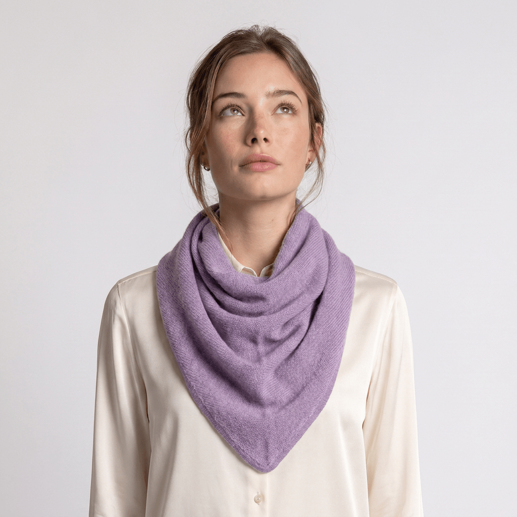 Women’s Luxury Ribbed Cashmere Triangle Scarf - HEATHER - Heritage Of Scotland -