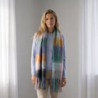 Women’s Soft Check Scarf – Oversized Plaid Winter Wrap with Tassel Fringe - Black Check - Heritage Of Scotland -