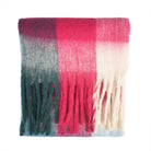 Women’s Soft Check Scarf – Oversized Plaid Winter Wrap with Tassel Fringe - Burgundy Check - Heritage Of Scotland -